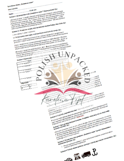 Sprawdzian "Kamienie na szaniec" + odpowiedzi, egzamin ósmoklasisty, lektura obowiązkowa