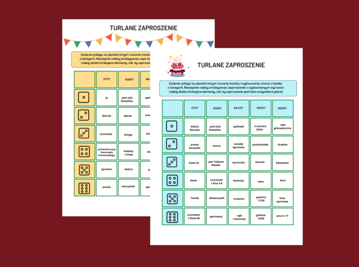 Turlane ZAPROSZENIE - kl. 4-8 - ćwiczenia redakcyjne