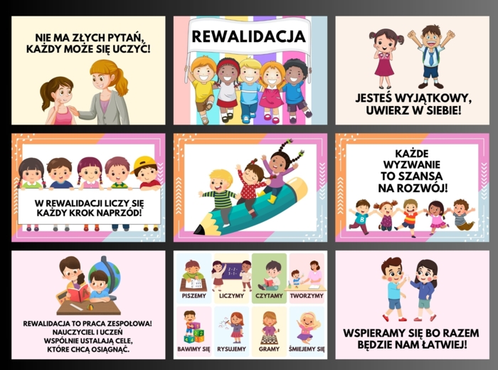 Gazetka szkolna REWALIDACJA 9 plansz A4 do druku
