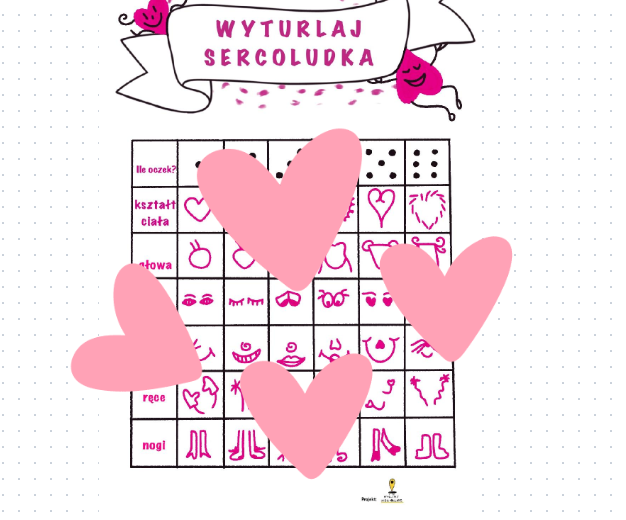 Walentynkowa zabawa rysunkowa z kostką - WYTURLAJ SERCOLUDKA