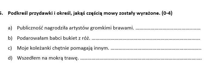 Sprawdzian z zakresu części zdania (klasa 7/8)
