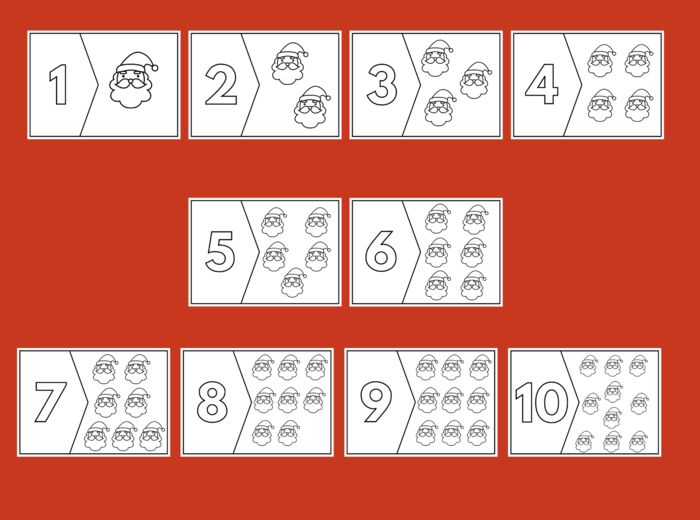 MIKOŁAJKOWE LICZENIE – Mikołajki - Boże Narodzenie - puzzle – układanka- układanki – biblioteka – świetlica – przedszkole – 2 wersje