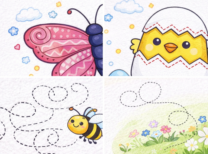 Wiosenne obrazki do dokończenia – karta pracy