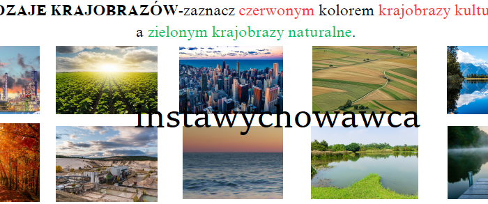 Rodzaje krajobrazów-karta pracy