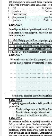 POWTÓRKI PRZED EGZAMINEM. Z BOHATERAMI „Małego Księcia” ANTOINE’A DE SAINT-EXUPÉRY’EGO PRZYPOMINAMY WIADOMOŚCI- INTERPUNKCJA