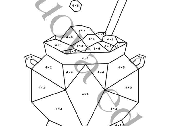 Halloween Kolorowanka Matematyczna TABLICZKA MNOŻENIA: Kolorowanie według wyników mnożenia dla dzieci 7-11 lat