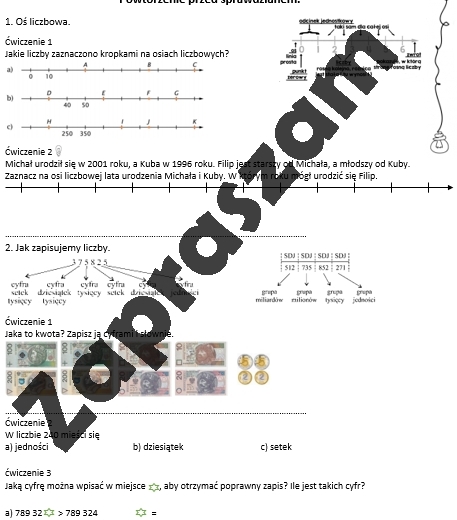 Powtórzenie przez sprawdzianem: matematyka klasa 4