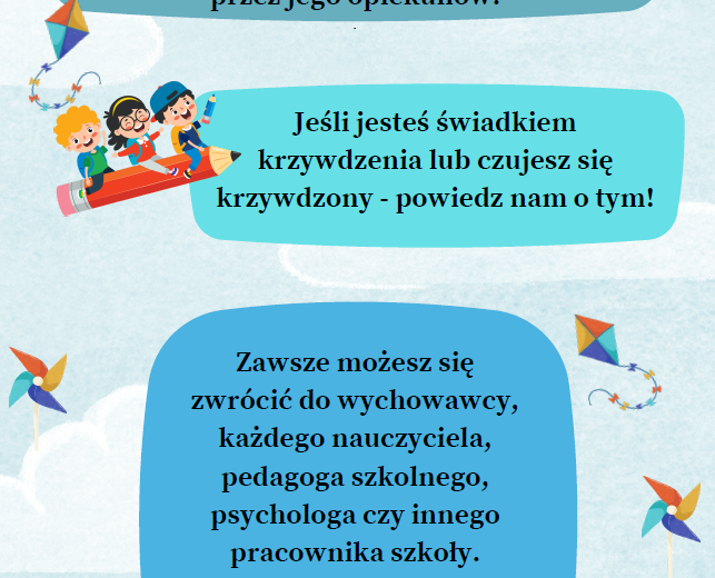 Standardy ochrony małoletnich -wersja graficzna dla dzieci młodzieży na gazetkę.