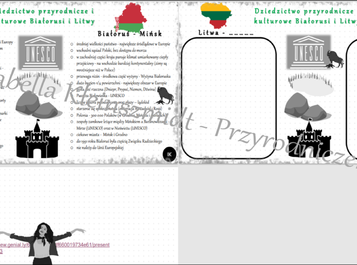 Mini zestaw do tematu „Dziedzictwo przyrodnicze i kulturowe Białorusi i Litwy” – sketchnotki i karta pracy w pdf + gratisowy link do prezentacji multimedialnej niekomercyjnej wykonanej w genial.ly do indywidualnego pobrania i użycia do celów niekomercyjn