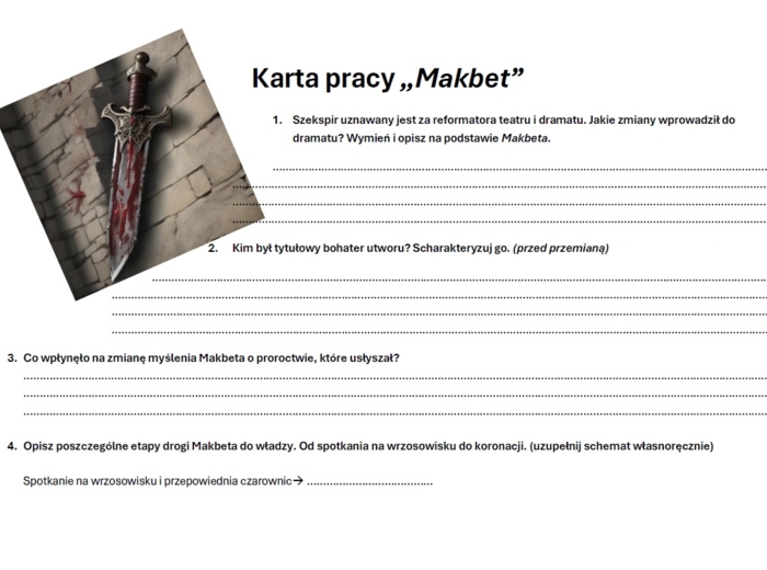 Makbet - karta pracy