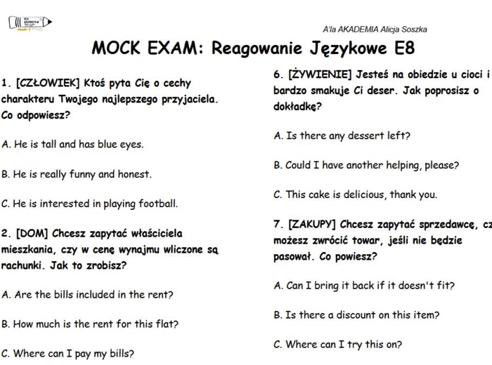 Egzamin Ósmoklasisty – Funkcje Językowe
