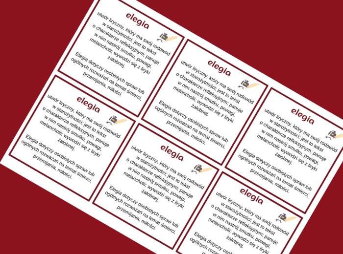 ELEGIA - cechy - wklejka - liryka