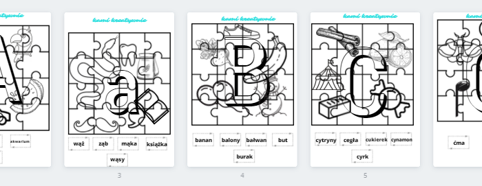 Literki puzzelki - puzzle alfabetyczne