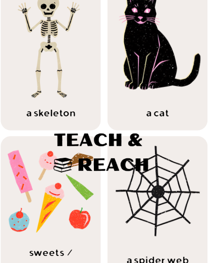Halloween flashcards kolorwanki dla przedszkolaków angielski