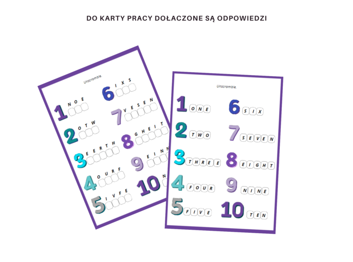 Number Advenure 1-10 - zestaw do nauki liczb 1-10 po angielsku, czytanie, pisanie, dodawanie i odejmowane w zakresie 10, karty pracy, karty obrazkowe, karty wyrazowe , numbers,