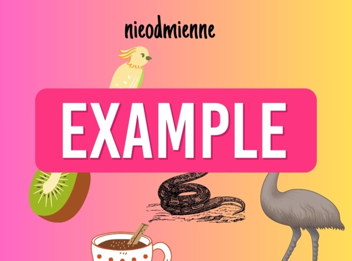 naklejka edukacyjna, rzeczowniki nieodmienne, 6 stron z taką samą naklejką, pdf