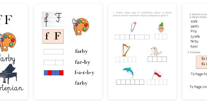 LITERA F - Utrwalenie litery dla zerówki/ 1 klasy