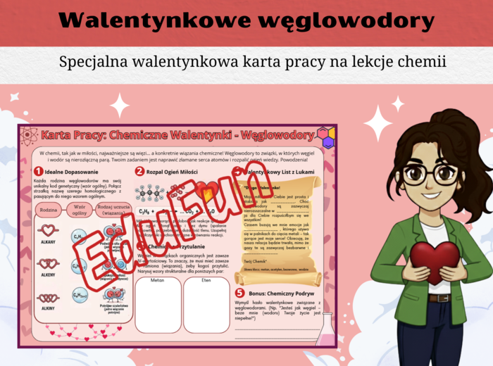 Węglowodory - karta pracy na Walentynki