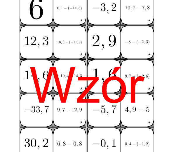 Domino - Odejmowanie dodatnich i ujemnych liczb dziesiętnych | matematyka