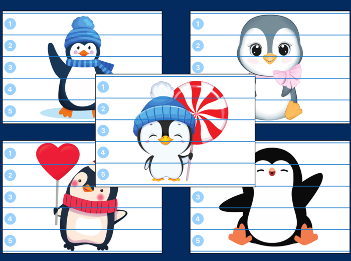 DZIEŃ PINGWINA – Dzień Wiedzy o Pingwinach – zima – puzzle – biblioteka – świetlica – przedszkole – 10 wersji