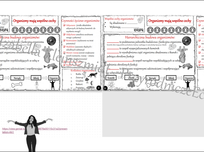Mini zestaw do tematu „Organizmy mają wspólne cechy” - sketchnotka + karta pracy + gratisowy link do prezentacji multimedialnej niekomercyjnej wykonanej w genial.ly do indywidualnego pobrania i użycia do celów niekomercyjnych. Przyroda klasa 4, dział III