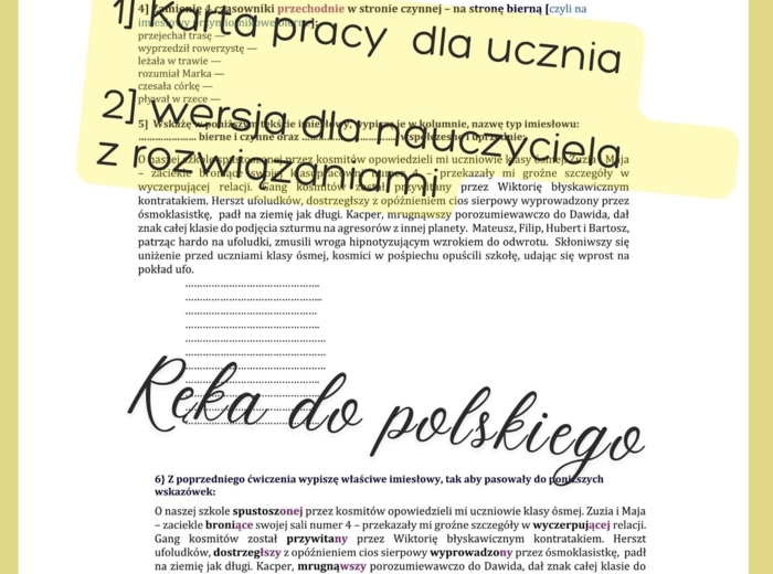 Czasowniki niedokonane i dokonane, imiesłowy przymiotnikowe i przysłówkowe. Karta pracy