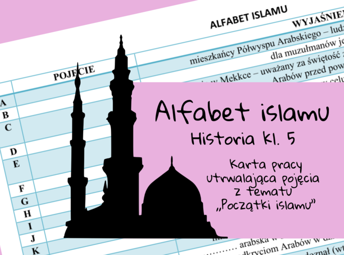 Alfabet islamu - karta pracy historia klasa 5