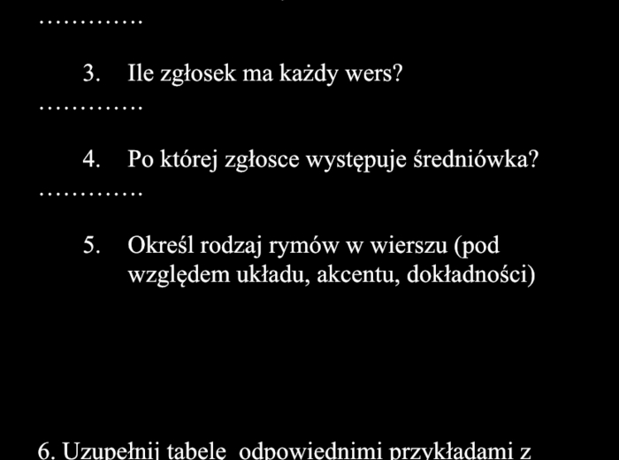 J. Kochanowski Pieśń XXV - karta pracy