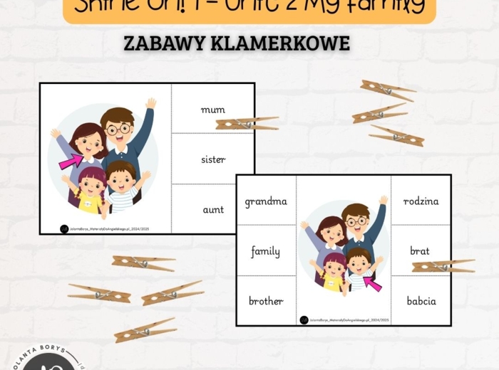 Shine On! 1 Unit 7 – My Family - ZABAWY KLAMERKOWE (wersja do druku + prezentacja mp4)