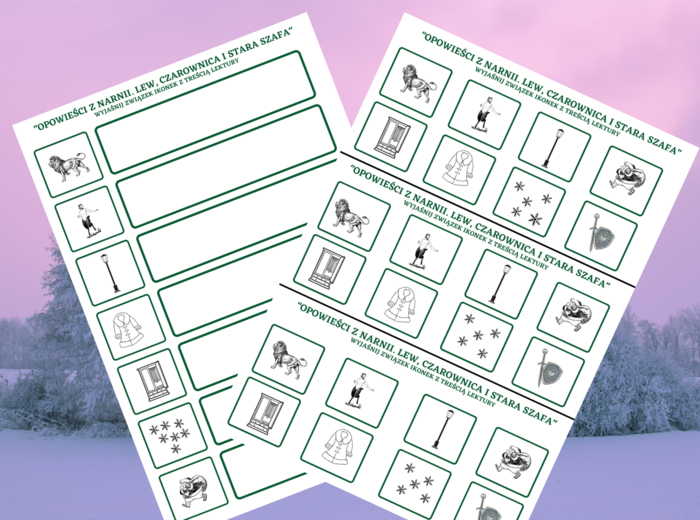 "OPOWIEŚCI Z NARNII. LEW, CZAROWNICA I STARA SZAFA" – ikonki – wklejki – karta pracy – lektury 4-6