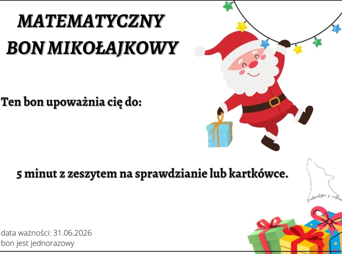 Matematyczny bon Mikołajkowy 2025/2026