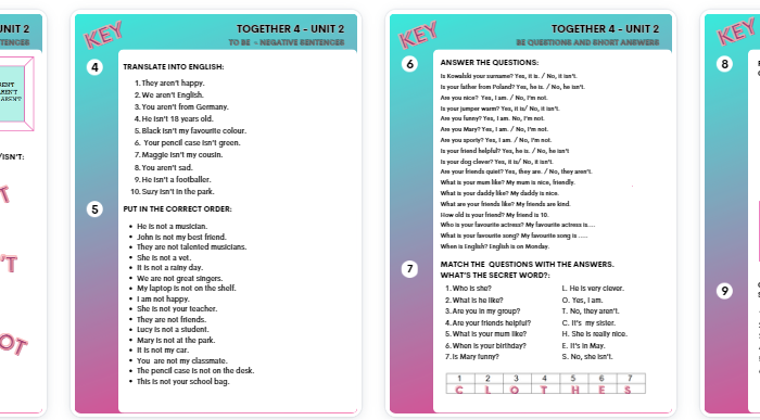 Together klasa 4 Unit 2 - materiały dodatkowe do języka angielskiego