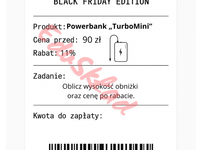 ⭐53 PARAGONY MATEMATYCZNE – BLACK FRIDAY EDITION (różne poziomy trudności / podwójne rabaty/ zamiast kartkówki)