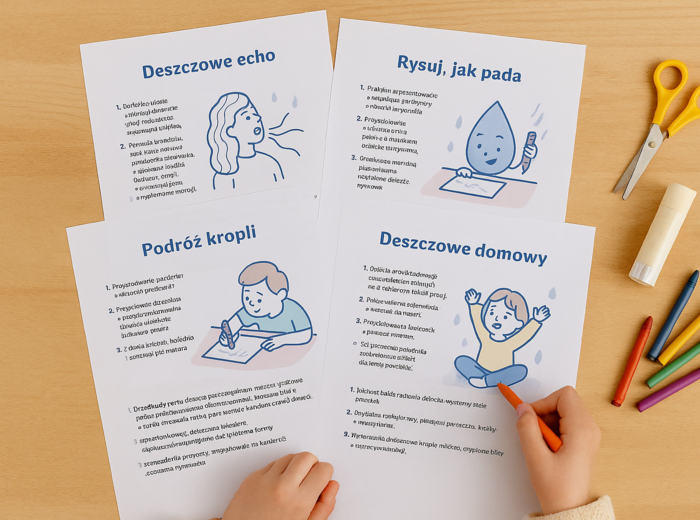 Deszczowe inspiracje – 50 pomysłów na zabawy w szkole i domu