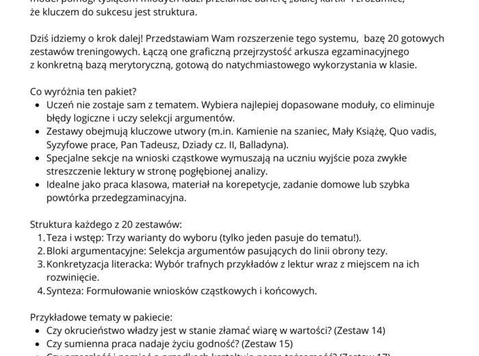 MISJA  ROZPRAWKA TRENING ARGUMENTACYJNY  20 zestawów