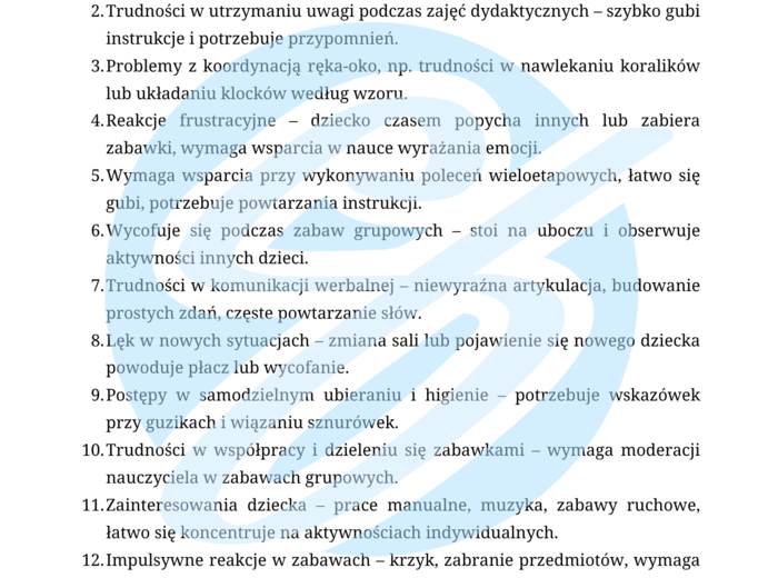 Nauczyciel wspomagający w przedszkolu – przykładowe wpisy do dziennika
