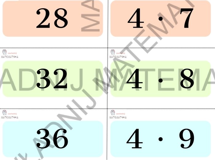 FISZKI - MNOŻENIE DO 100