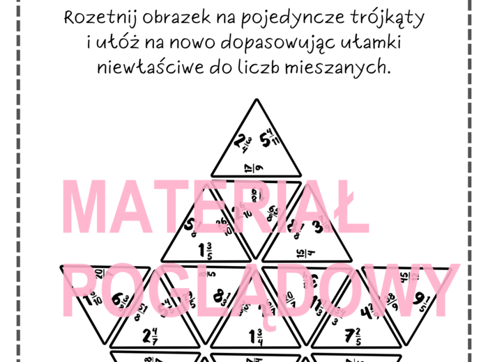 TRIMINO - ułamki niewłaściwe i liczby mieszane kl. 4, 5, 6