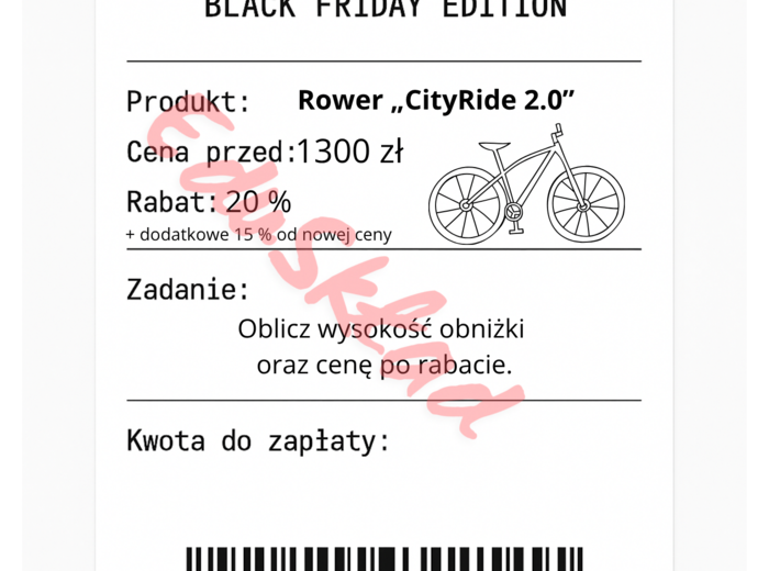 ⭐53 PARAGONY MATEMATYCZNE – BLACK FRIDAY EDITION (różne poziomy trudności / podwójne rabaty/ zamiast kartkówki)