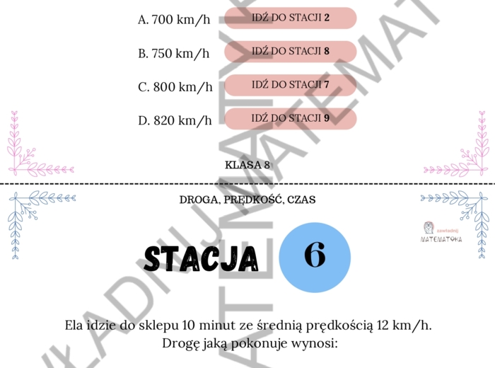 Stacje zadaniowe - droga, prędkość, czas