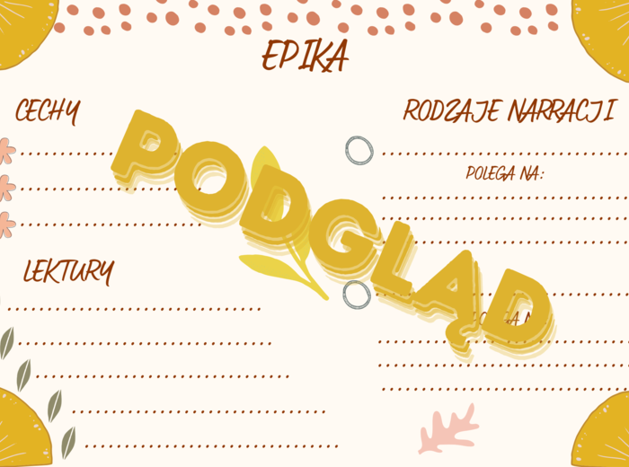 Liryka, epika i dramat - notatki do uzupełnienia (powtórka przed egzaminem ósmoklasisty i nie tylko)