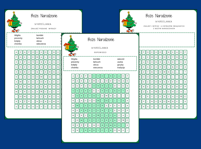 BOŻE NARODZENIE – wykreślanka – biblioteka – świetlica