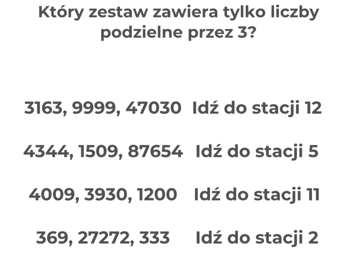 Stacje zadaniowe - Działania pisemne, podzielność liczb Nauczalni kl 5 6