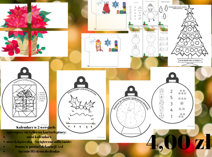 Czarno biały kalendarz adwentowy