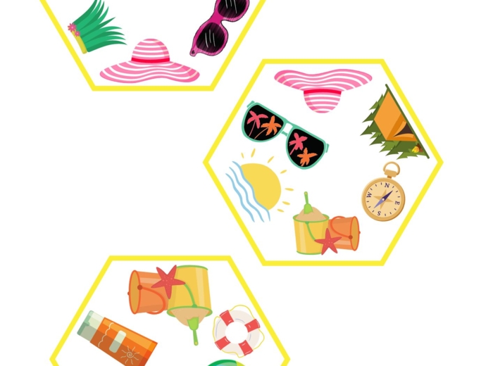 UKŁADANKI SZEŚCIOKĄTNE XXL - LATO