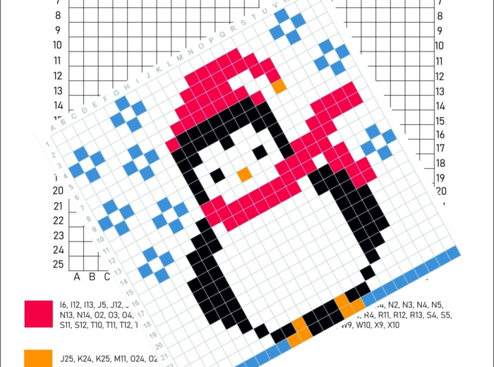 Zimowa kodowanka- święta, pingwin, kodowanie, dyktando graficzne średnio trudne