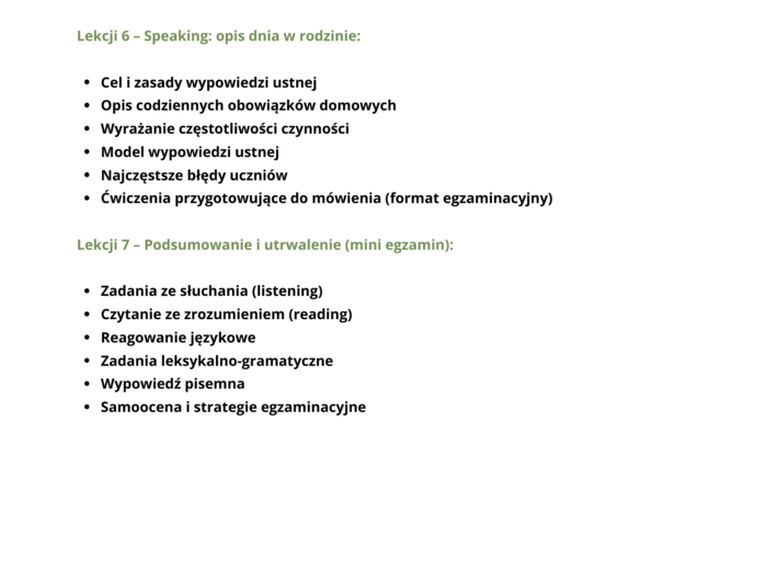 E8 - Angielski: Family & Daily Life – Gotowy pakiet 7 krótkich lekcji!