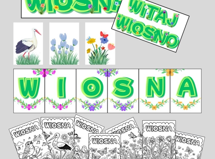 Wiosna - dekoracje, girlanda, kolorowanki