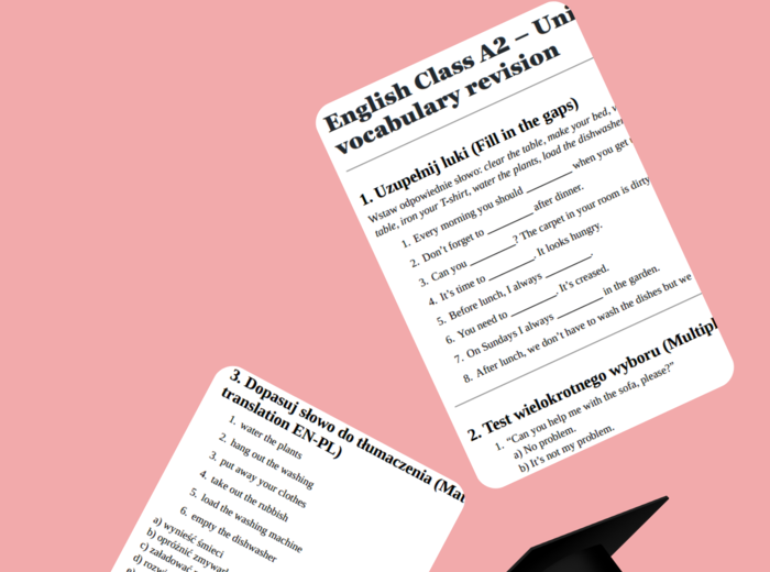 English Class A2 – Unit 1 – vocabulary revision