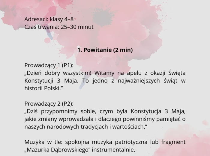 Scenariusz obchodów 3 Maja